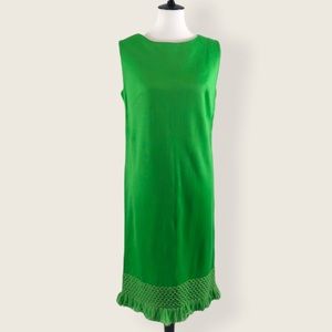 VTG Crochet Trim Green Sleeveless Midi Dress
